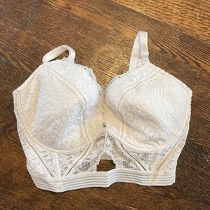 Victoria’s Secret White Lace Very Sexy Lined Plunge 36DD corset/bra too
